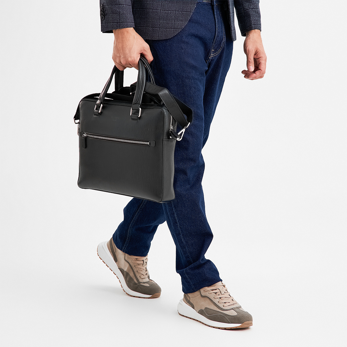 Деловая сумка Dr.Koffer из натуральной кожи черная