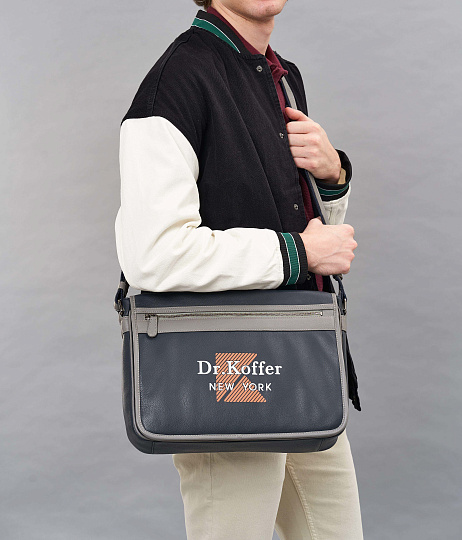 Деловая сумка Dr.Koffer из натуральной кожи синяя