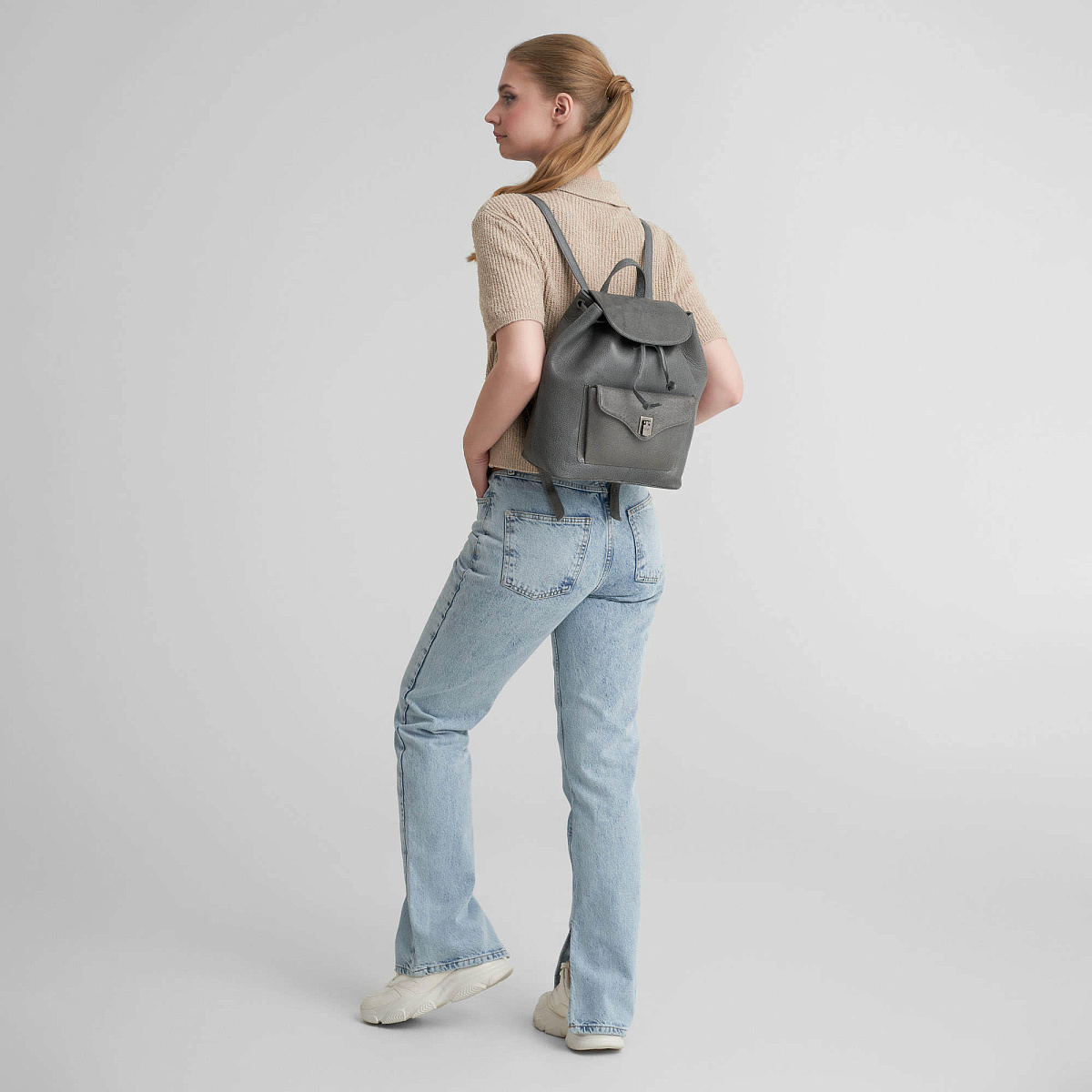 Рюкзак Dr.Koffer из натуральной кожи серый