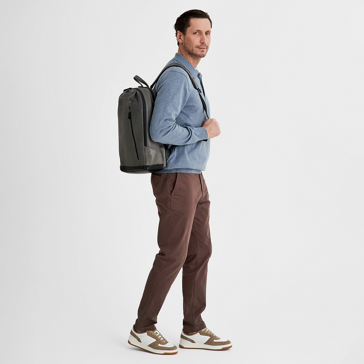 Рюкзак Dr.Koffer из натуральной кожи серый