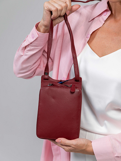 Сумка через плечо Dr.Koffer из натуральной кожи бордовая