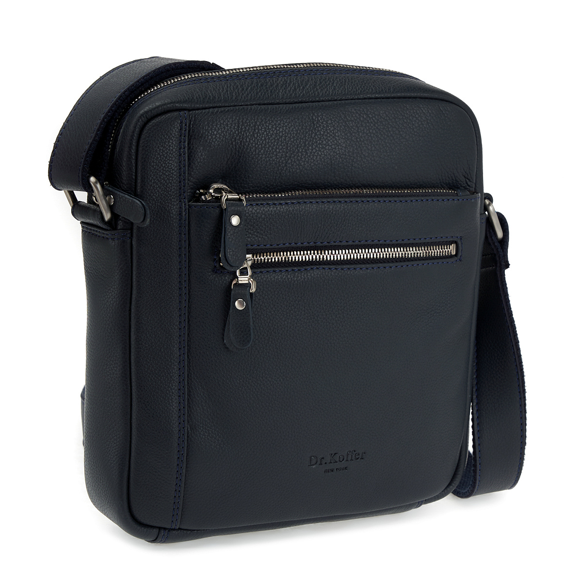 Сумка через плечо Dr.Koffer из натуральной кожи синяя