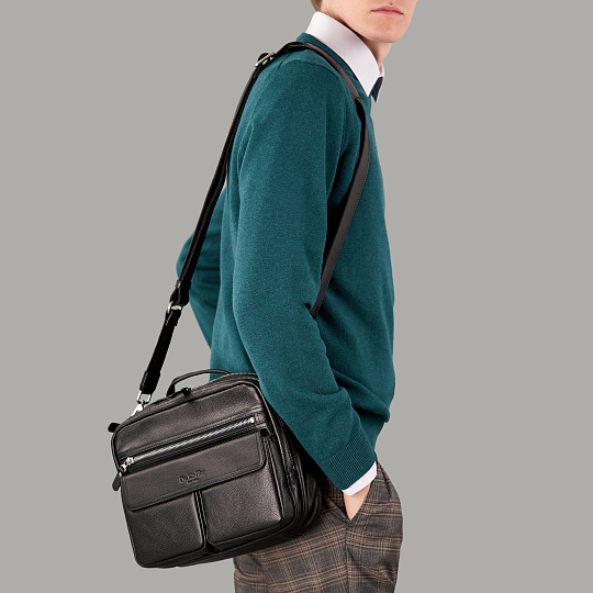 Деловая сумка Dr.Koffer из натуральной кожи черная