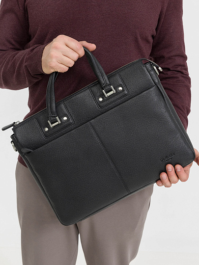 Деловая сумка Dr.Koffer из натуральной кожи черная