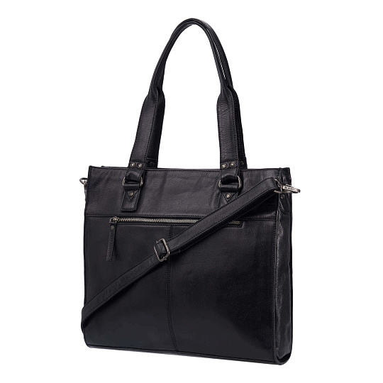 Деловая сумка Dr.Koffer из натуральной кожи черная