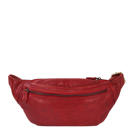 Сумка на пояс Dr. Koffer из натуральной кожи красная