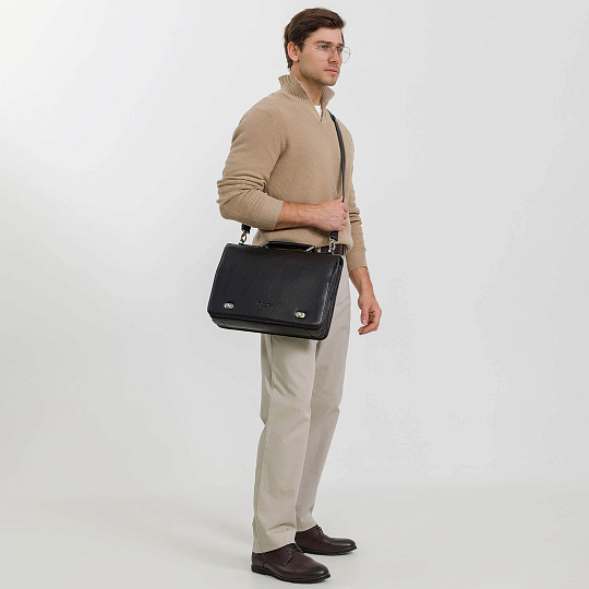 Портфель Dr.Koffer из натуральной кожи черный