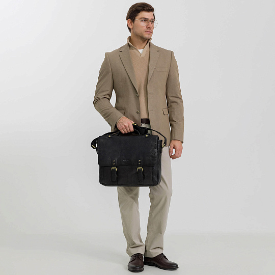 Портфель Dr.Koffer из натуральной кожи черный