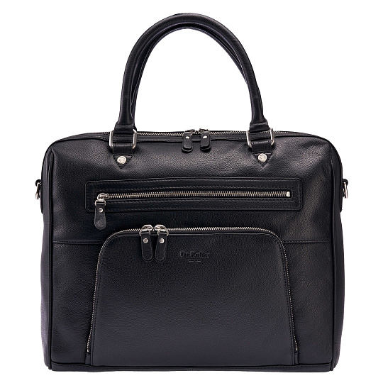 Деловая сумка Dr.Koffer из натуральной кожи черная