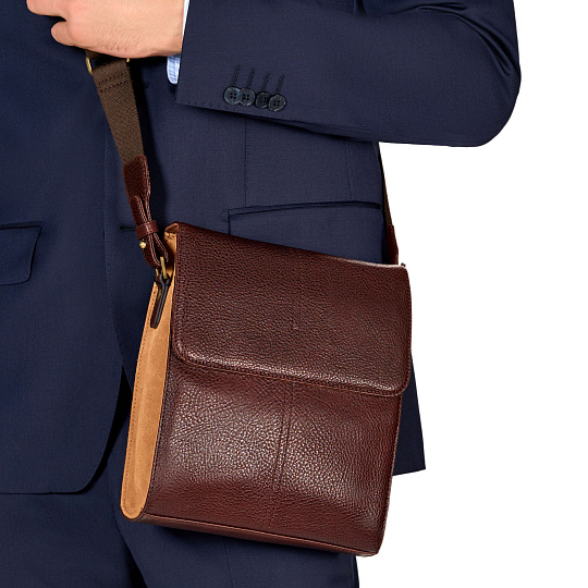 Сумка через плечо Dr.Koffer из натуральной кожи коричневая