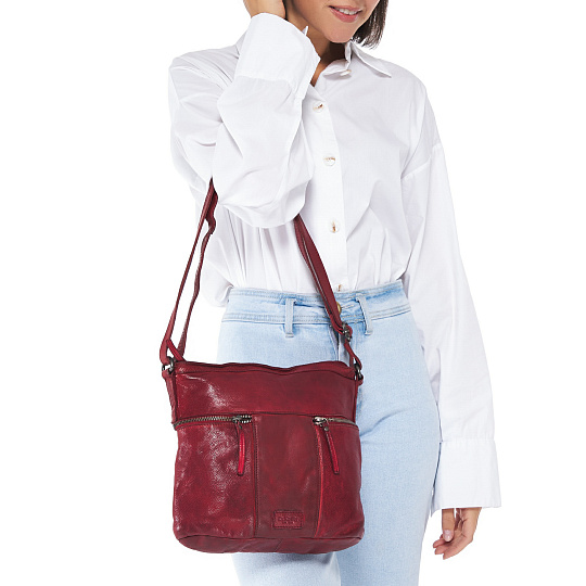 Сумка через плечо Dr.Koffer из натуральной кожи красная