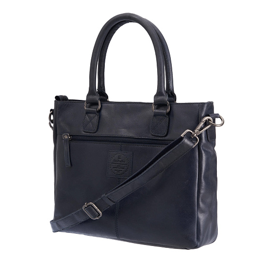 Деловая сумка Dr.Koffer из натуральной кожи синяя