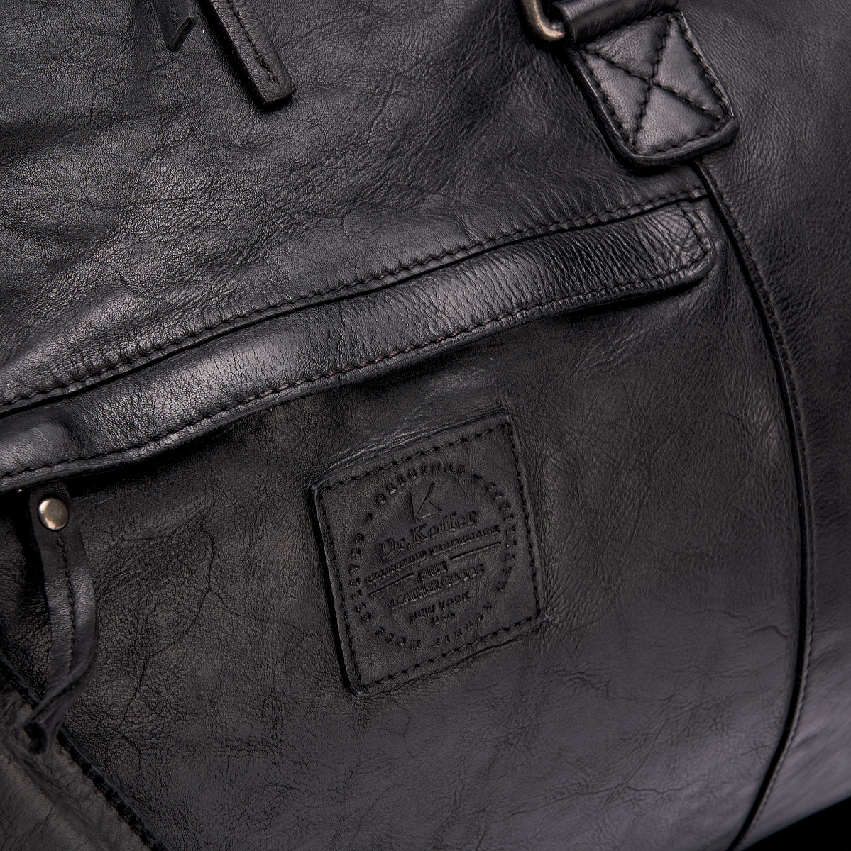 Сумка дорожная Dr.Koffer из натуральной кожи черная