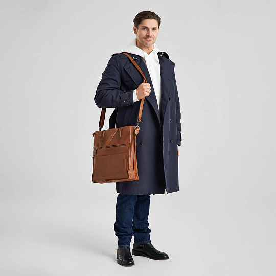 Деловая сумка Dr.Koffer из натуральной кожи коричневая