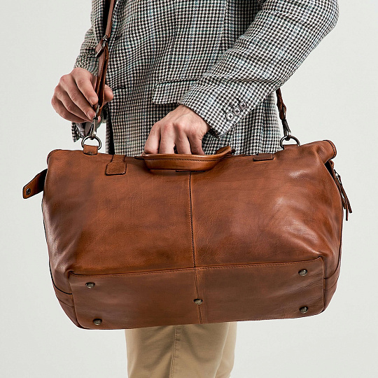 Сумка дорожная Dr.Koffer из натуральной кожи коричневая