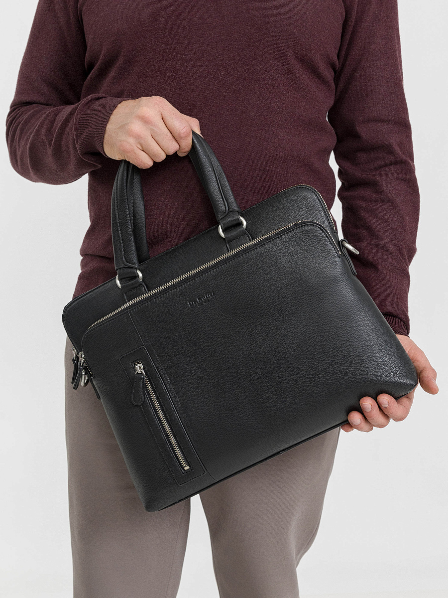 Деловая сумка Dr.Koffer из натуральной кожи черная