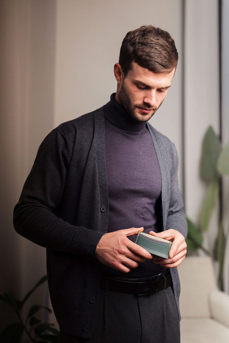 Кредитница Dr.Koffer из натуральной кожи зеленая