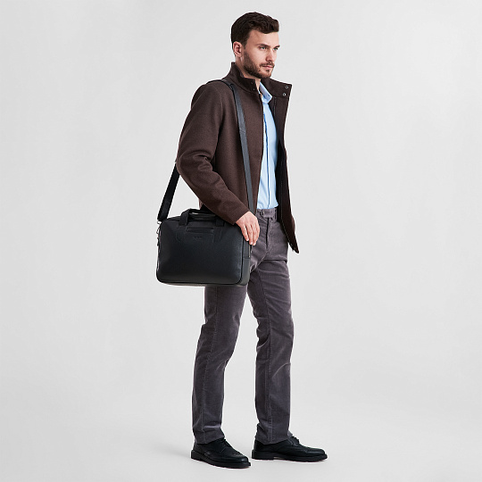 Деловая сумка Dr.Koffer из натуральной кожи черная