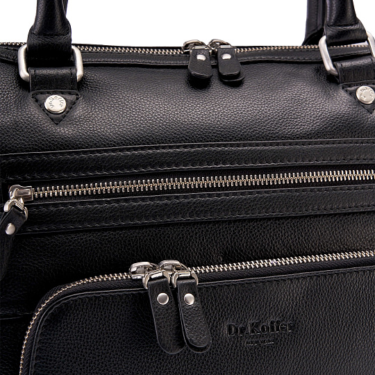 Деловая сумка Dr.Koffer из натуральной кожи черная