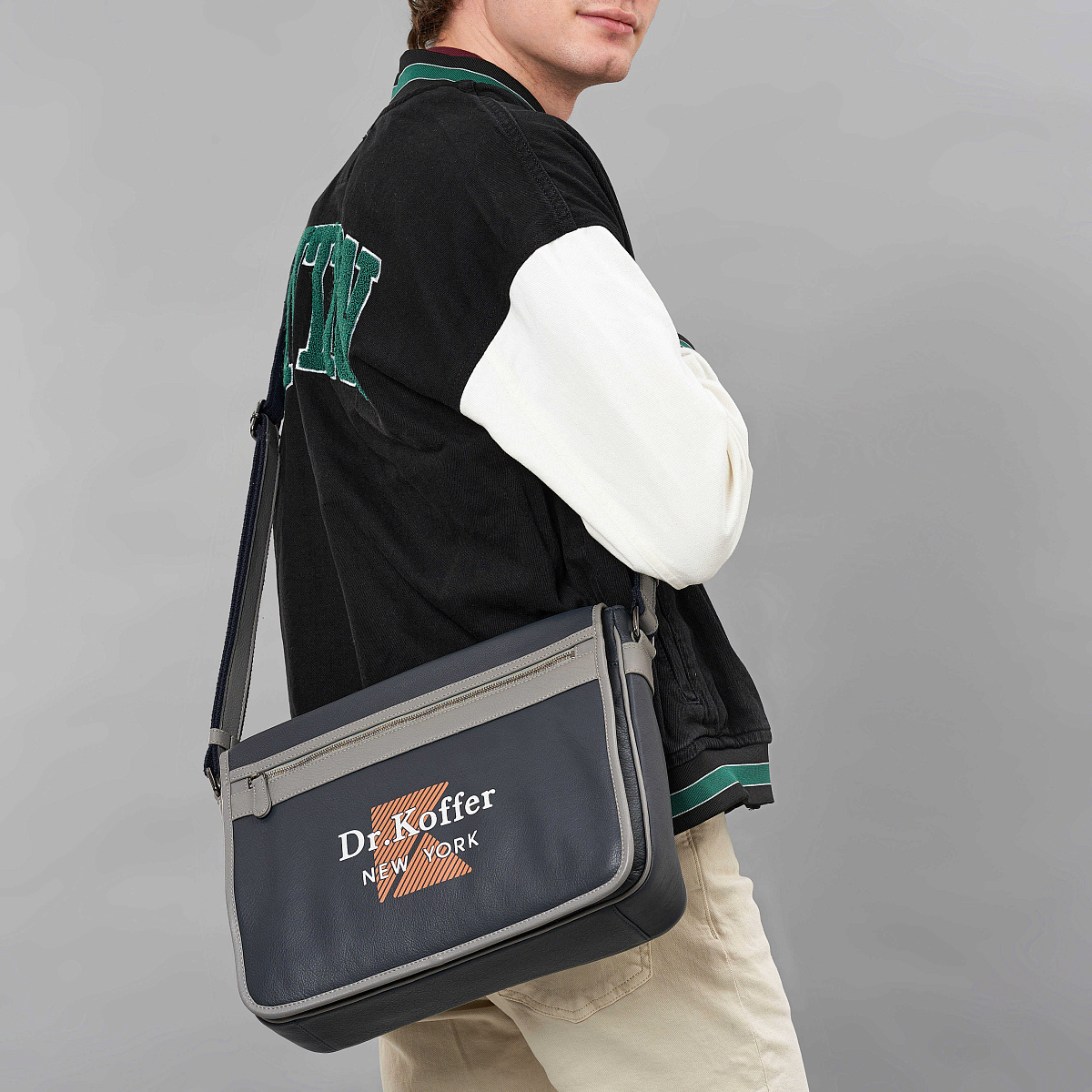 Деловая сумка Dr.Koffer из натуральной кожи синяя