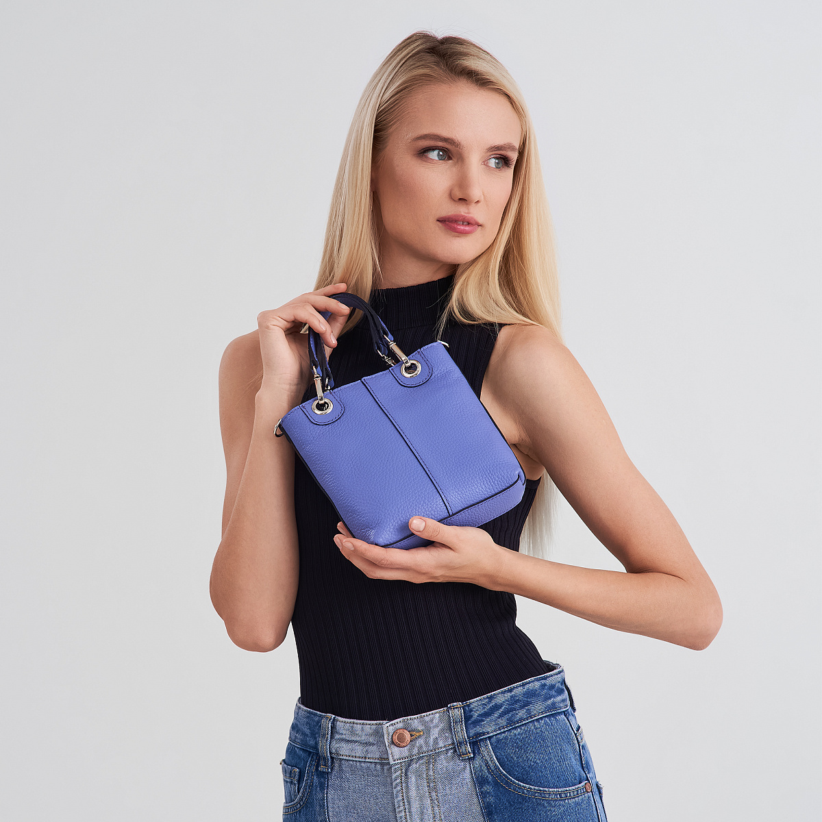 Женская сумка Dr. Koffer из натуральной кожи голубая