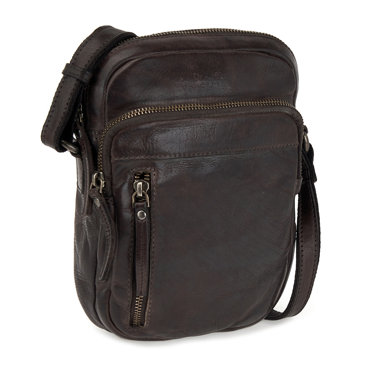 Сумка через плечо Dr.Koffer из натуральной кожи серая