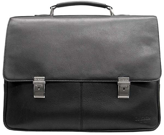 Вместительный портфель с 3-мя отделениями (черного цвета) Dr.Koffer P281270-01-04