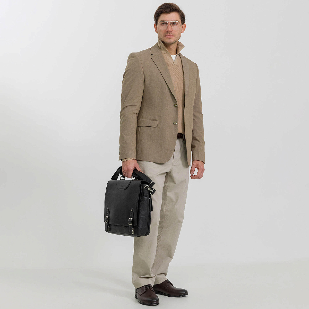 Портфель Dr.Koffer из натуральной кожи черный