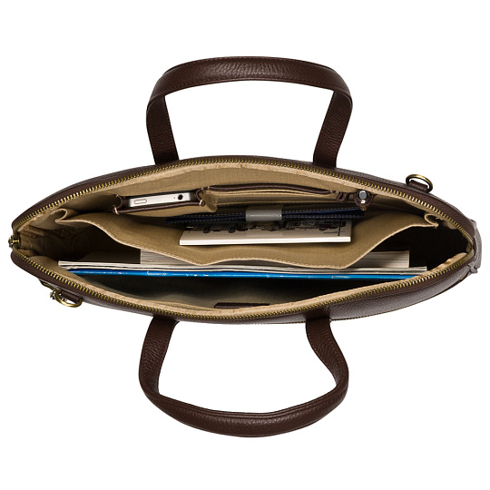 Деловая сумка Dr.Koffer из натуральной кожи темно-коричневая