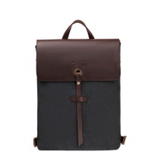 Рюкзак Dr.Koffer из канваса и натуральной кожи черный