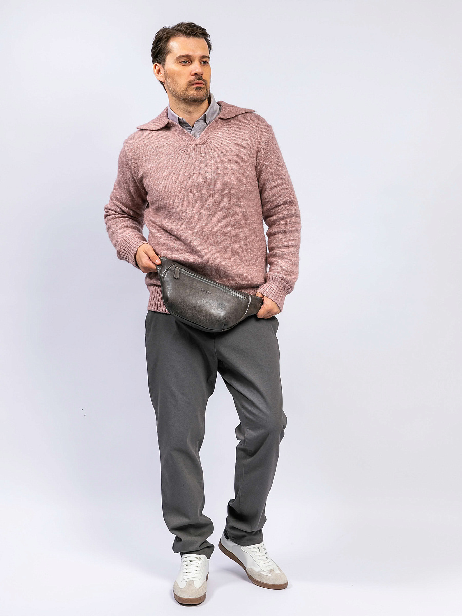 Сумка на пояс Dr. Koffer из натуральной кожи серая