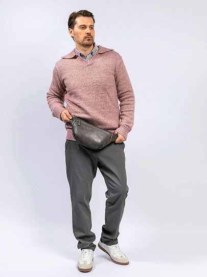 Сумка на пояс Dr. Koffer из натуральной кожи серая