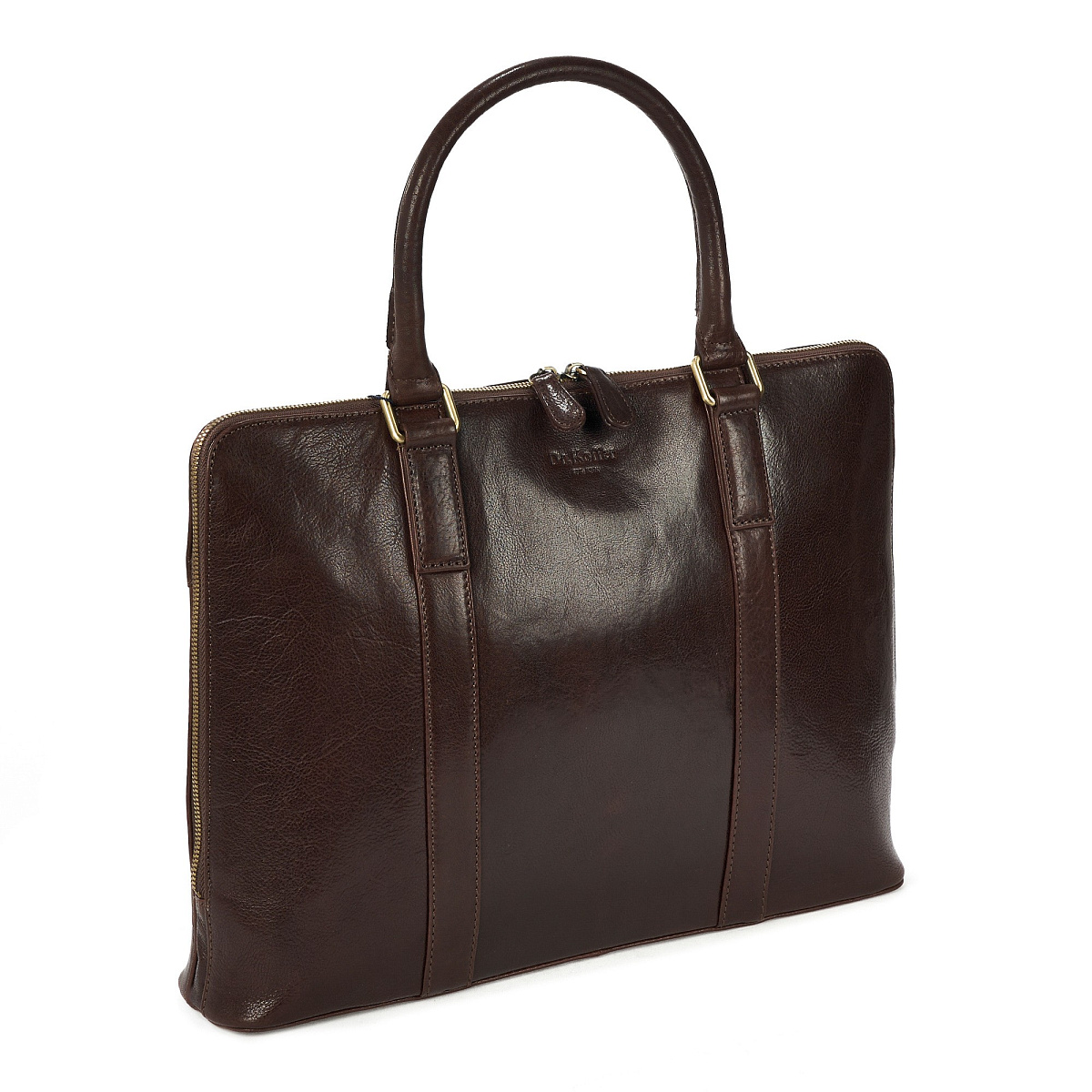 Деловая сумка Dr.Koffer из натуральной кожи темно-коричневая