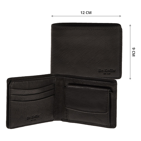 Портмоне Dr.Koffer из натуральной кожи черное