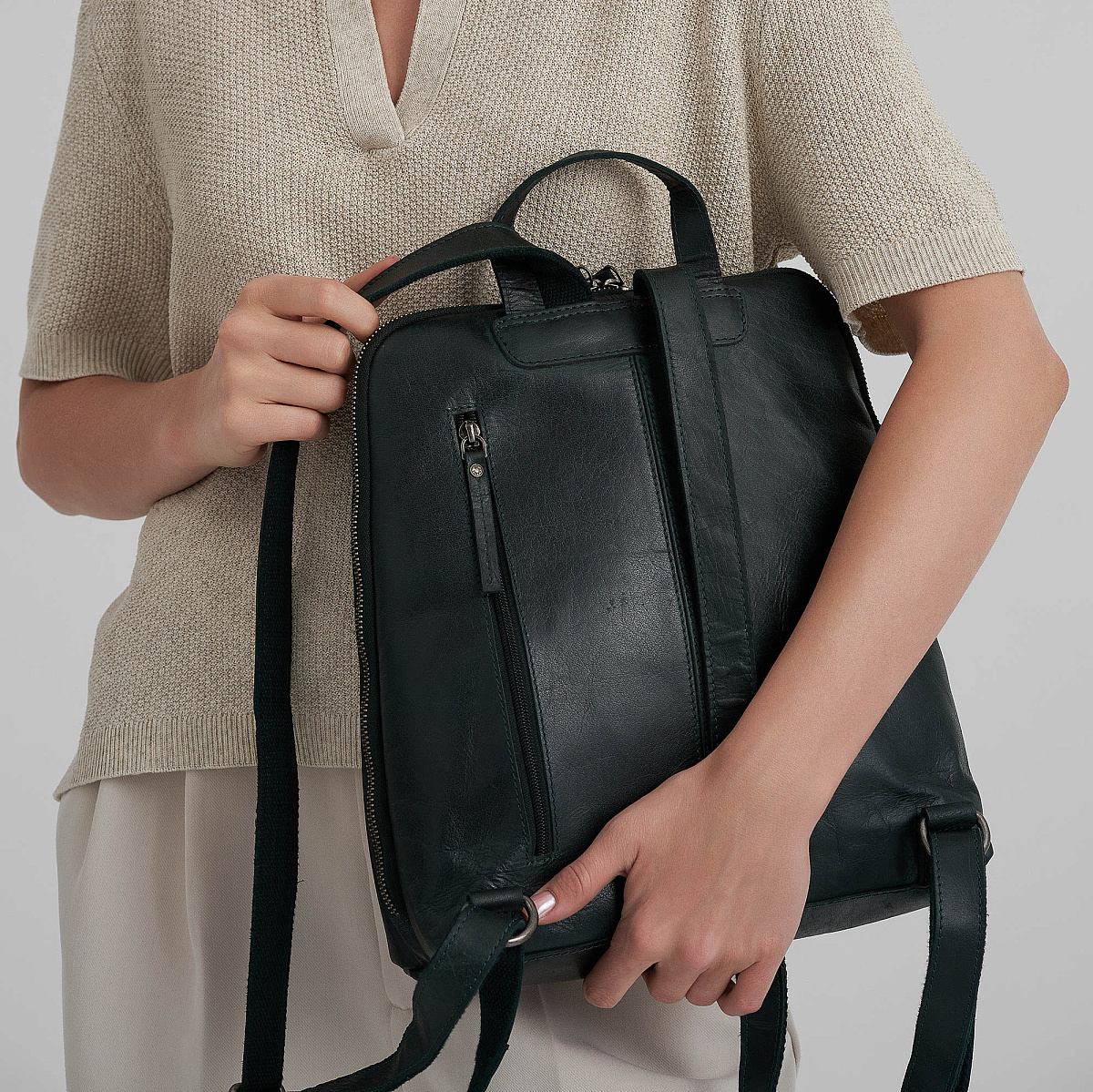 Рюкзак Dr.Koffer из натуральной кожи зеленый