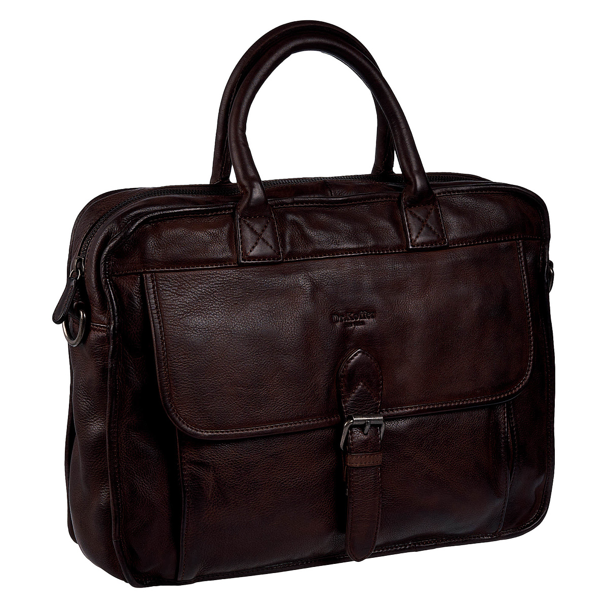 Деловая сумка Dr.Koffer из натуральной кожи темно-коричневая