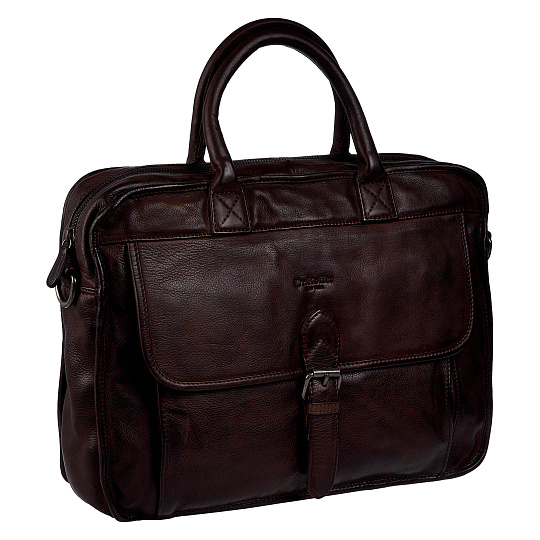 Деловая сумка Dr.Koffer из натуральной кожи темно-коричневая