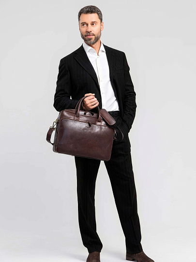 Деловая сумка Dr. Koffer из натуральной кожи коричневая