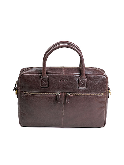 Деловая сумка Dr.Koffer из натуральной кожи темно-коричневая