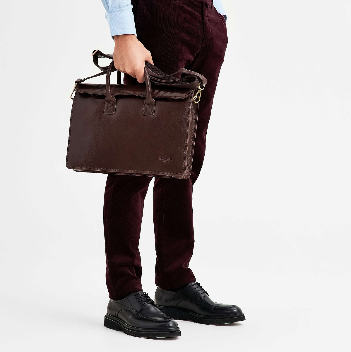 Деловая сумка Dr.Koffer из натуральной кожи темно-коричневая