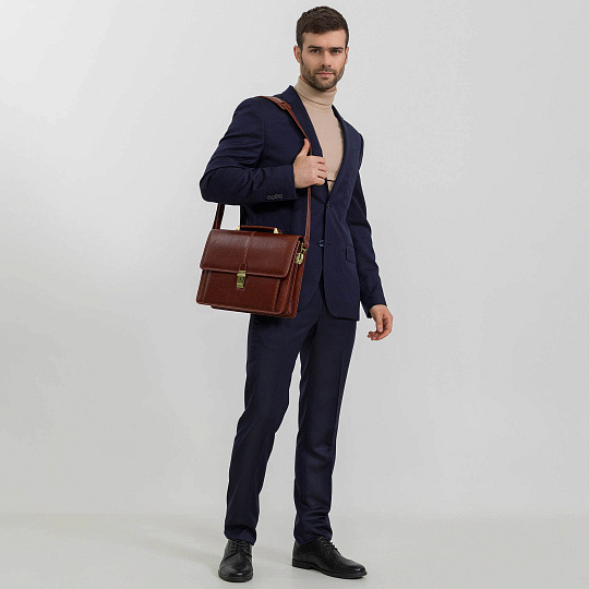 Портфель Dr.Koffer из натуральной кожи светло-коричневый