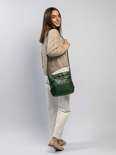 Сумка через плечо Dr.Koffer из натуральной кожи зеленая