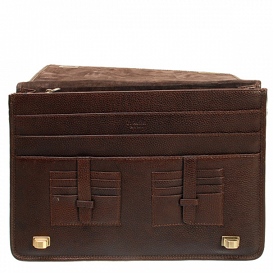 Стильный портфель с поворотными застежками и съемным плечевым ремнем (коричневого цвета) Dr.Koffer P402106-02-09