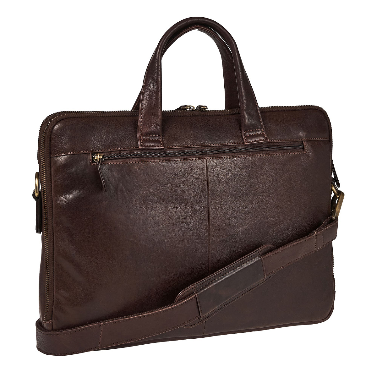 Деловая сумка Dr.Koffer из натуральной кожи темно-коричневая