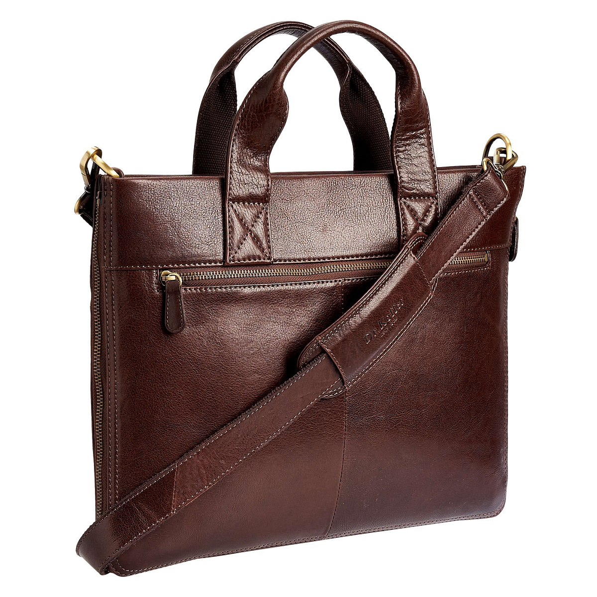 Деловая сумка Dr.Koffer из натуральной кожи темно-коричневая