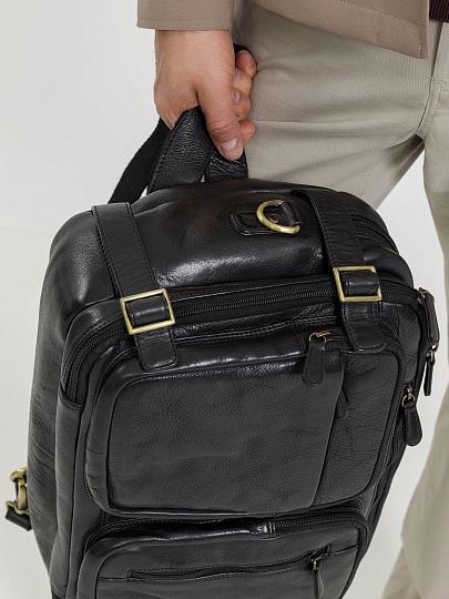 Деловая сумка Dr.Koffer из натуральной кожи черная