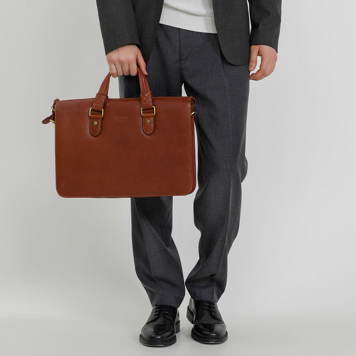 Деловая сумка Dr.Koffer из натуральной кожи коричневая