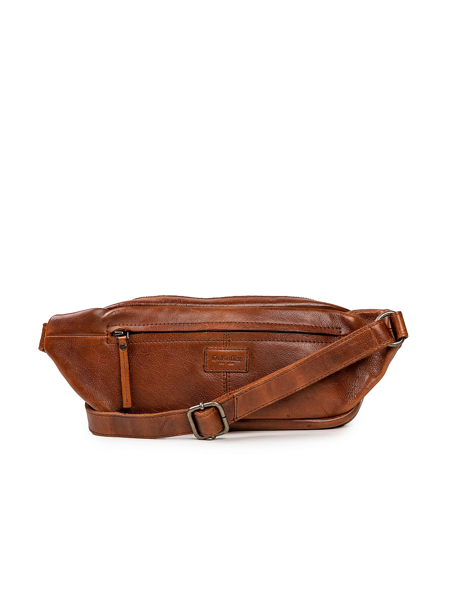 Сумка на пояс Dr. Koffer из натуральной кожи коричневая