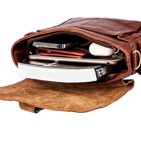 Сумка через плечо Dr.Koffer из натуральной кожи коричневая