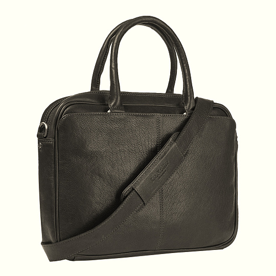 Деловая сумка Dr.Koffer из натуральной кожи черная